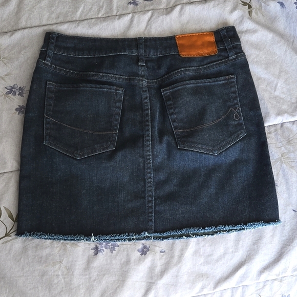 Martin + Osa Denim Jean Mini Skirt Size 26 Raw Hem Dark Rinse 5 Pocket - Picture 2 of 5